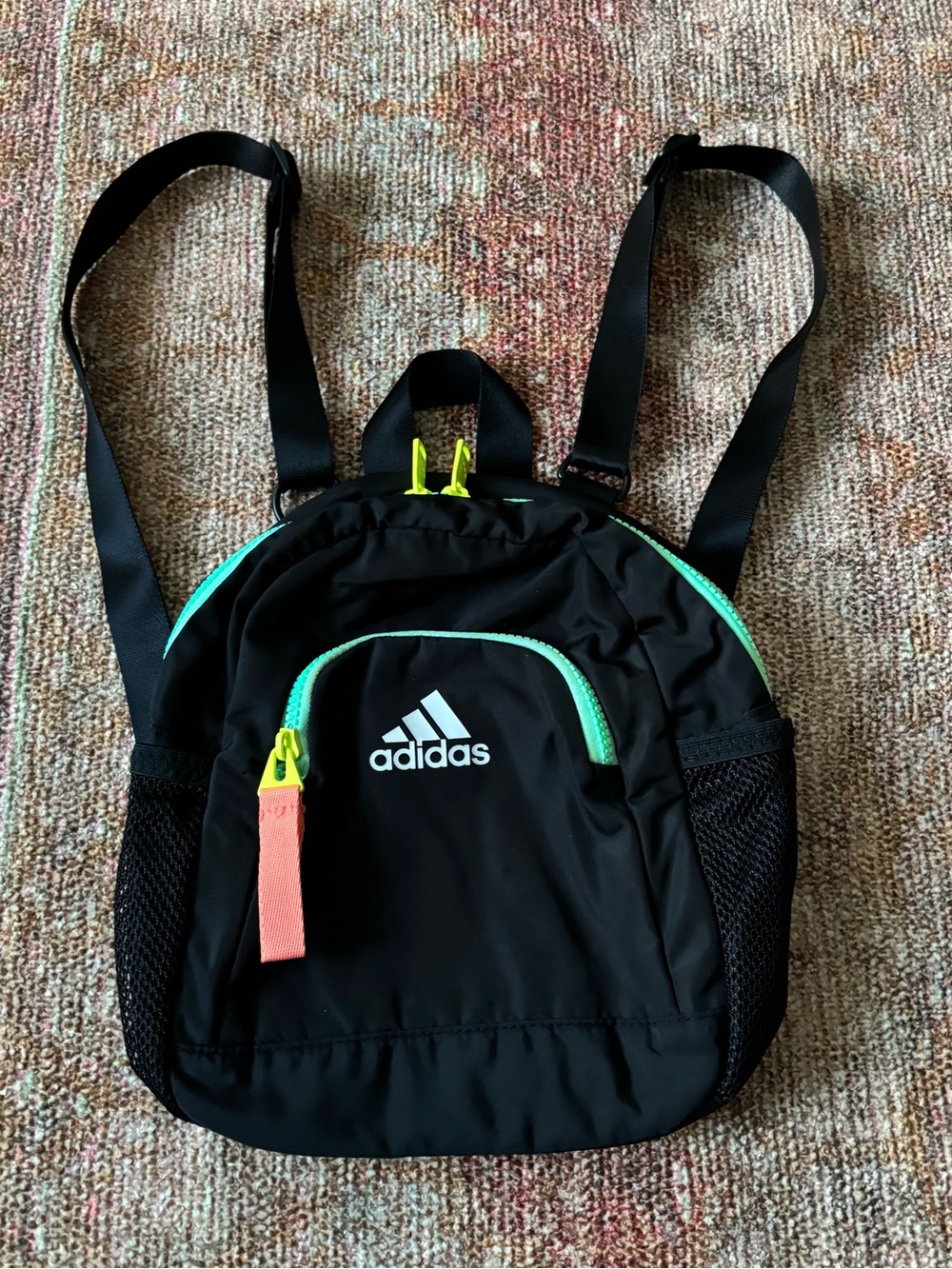 Adidas Mini Backpack with Mint and Neon Accents